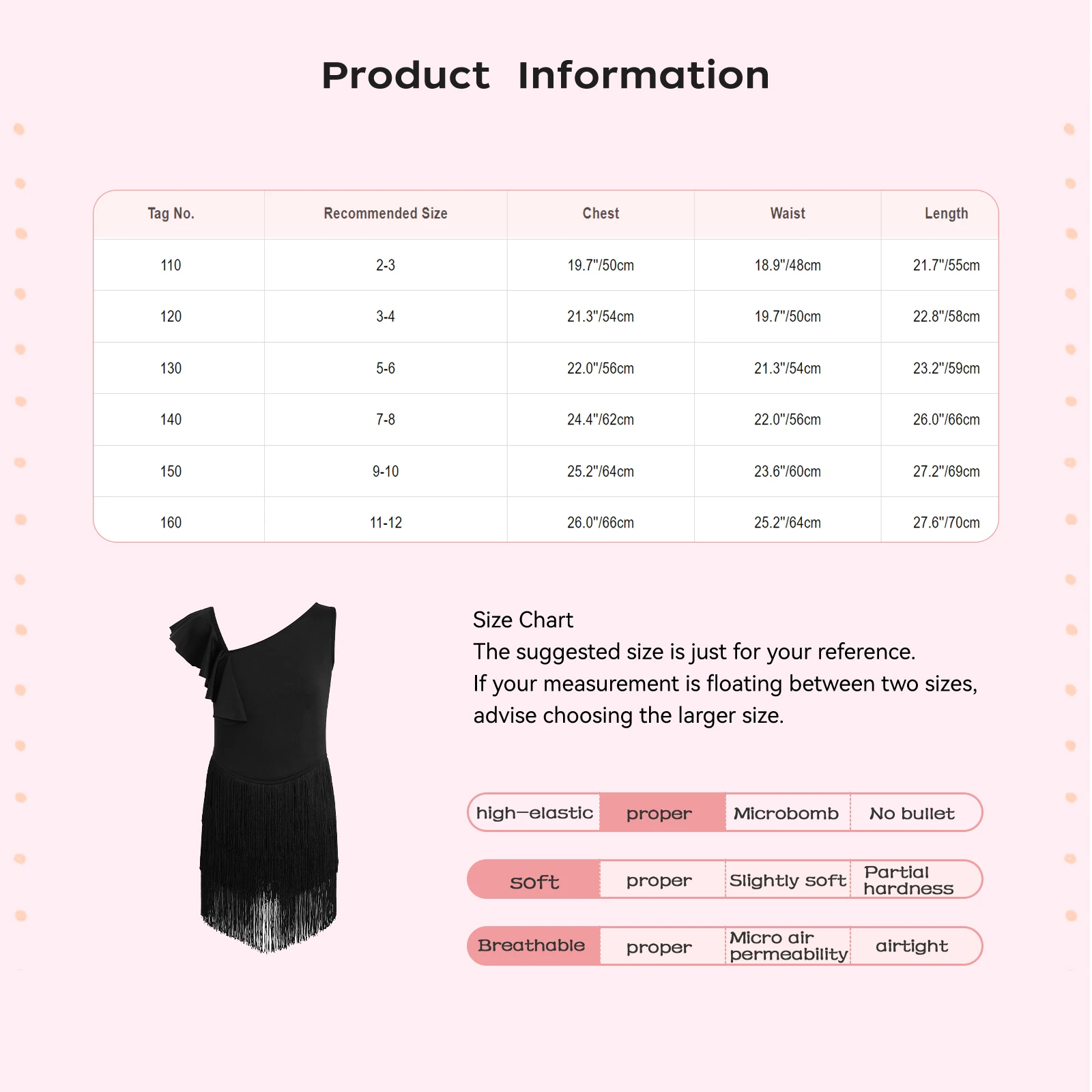 Kids Girls Tassel Jazz Tango Latin Dance Performance Dress Asymmetrical Sleeves Leotards Fringed Dress with Built-in Briefs - view 2