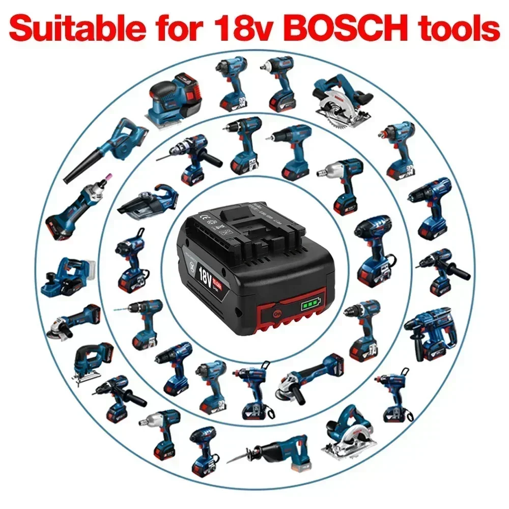 Baterai Li-Ion 18V 10ah isi ulang untuk Bosch 18V cadangan alat listrik 10000mah pengganti portabel untuk Baterai BOSCH 18V BAT609