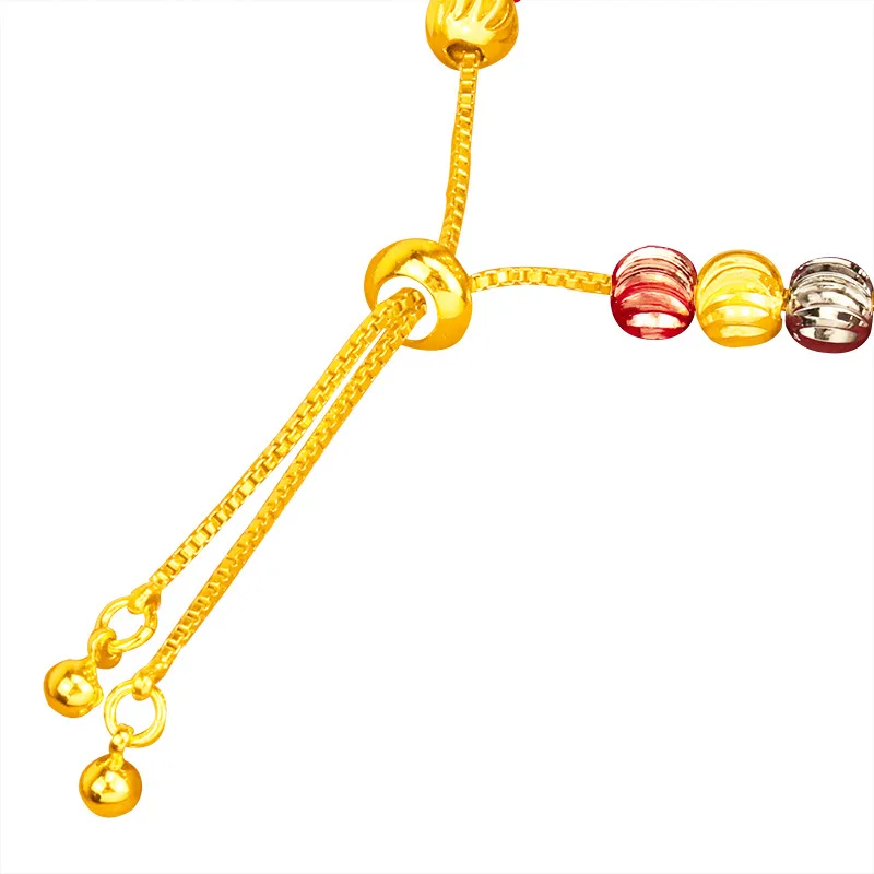 24k Electroplated Gold Three-Color Lucky Bead Bracelet For Women Jewelry Gift