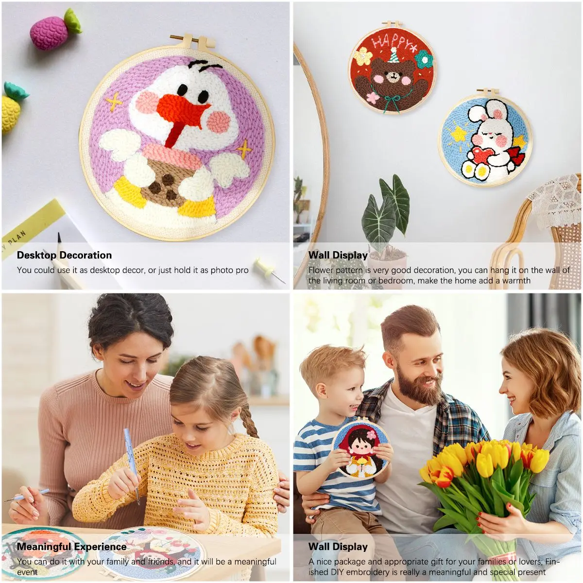 DIY Punch-Needle-Stickerei-Set mit Garn, Landschaftsmuster, Starter-Kit, Magic-Tufting-Set, Poking-Kreuzstich-Werkzeuge zum Stricken – Detail 10