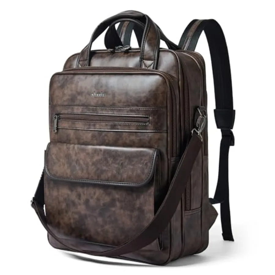

Shrrie Laptop Backpack for Women and Men, 15.6 Inch Vegan Leather Computer Backpack Professional Water-Resistant Casual Daypack