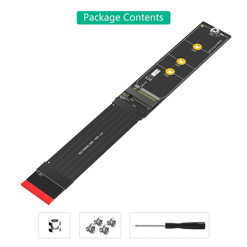 Przedłużacz 20CM M2 NVME SSD PCI Express 4.0 X4 M Key Extender 180 stopni Obsługa 2230 2242 2260 2280 PCI-E 4.0 NVME M.2 SSD — zdjęcie produktu 6