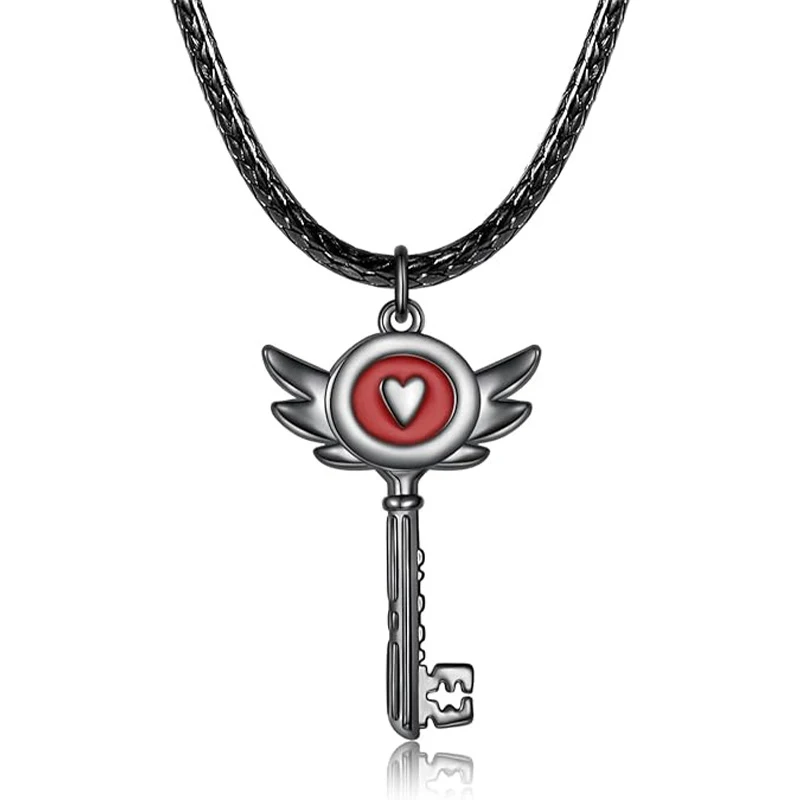 Stylish Simplicity Dainty Heart Key Pendant Necklace Lucifer Alastor Group Cosplay Costume Jewelry Accessories Girl