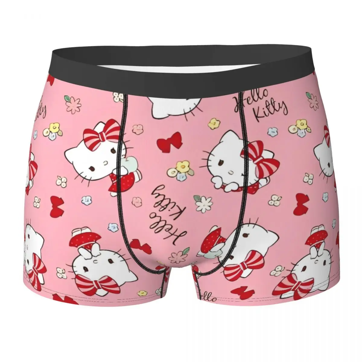 

Kawaii Hello Kitty Underwear Cute Cartoon Funny Underpants Print Boxer Brief 3D Pouch Men's Large Size Trunk