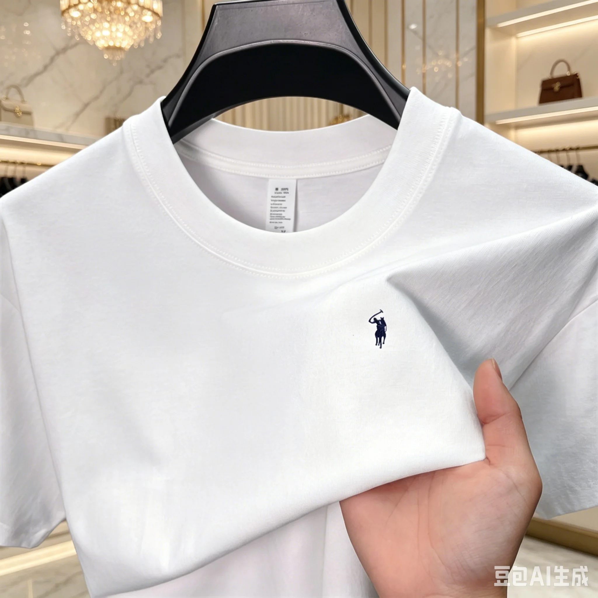 T-shirt basique à col rond pour homme – 100 % coton, doux et confortable, logo cheval brodé, tee-shirt décontracté à manches courtes pour le travail et le quotidien