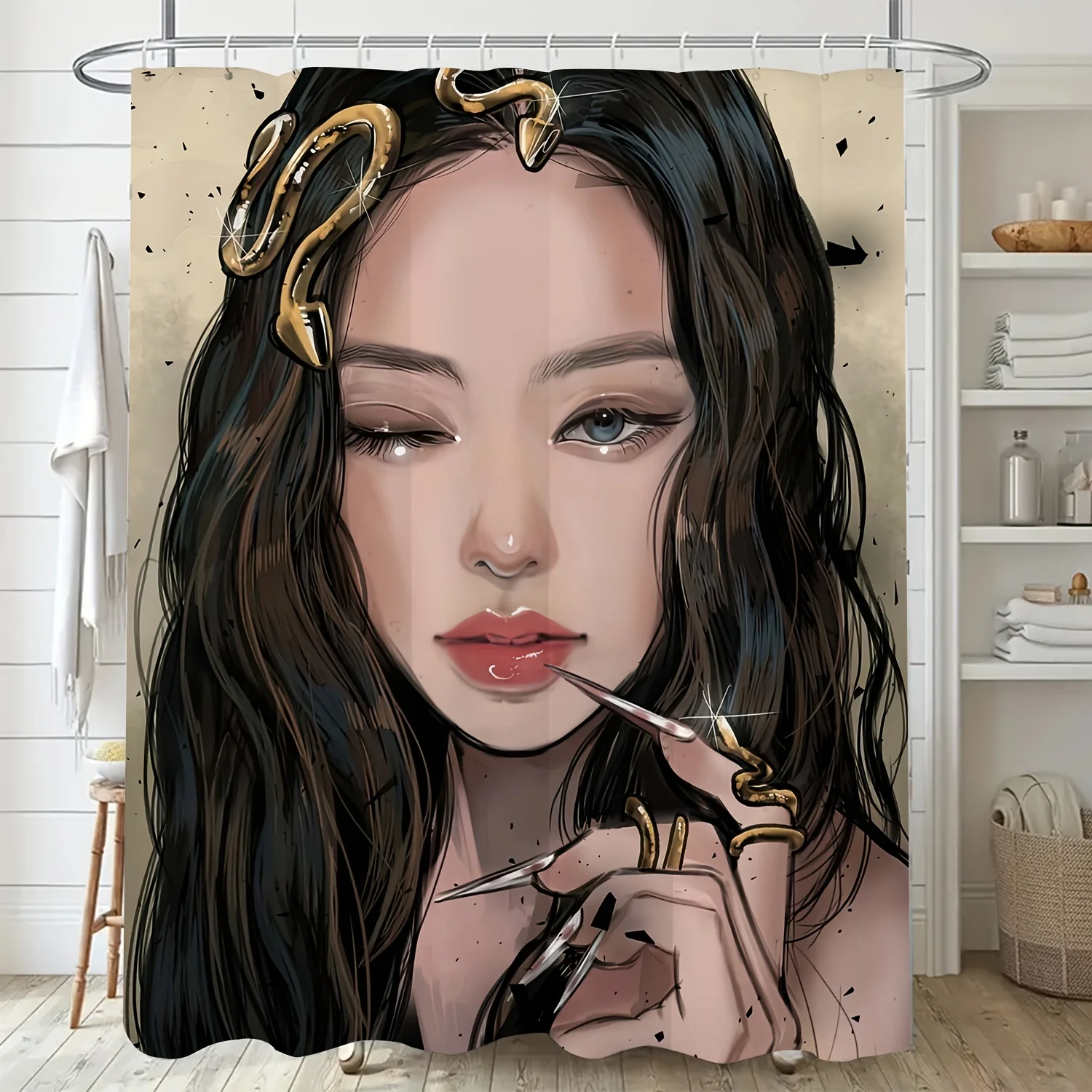 

Занавеска для душа Idol с цифровым принтом, можно стирать в машине, с частичной подкладкой, декор для ванны с художественной тематикой для подростков и фанатов