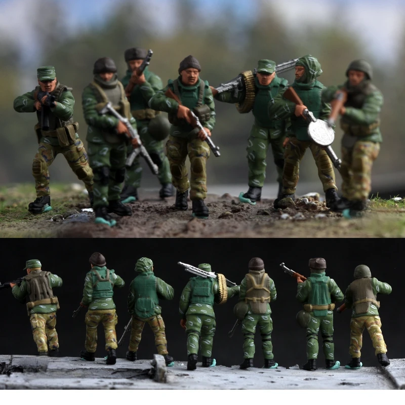 

2025 New 1:72 Scale Resin Painted Model 7 Pcs Guerrilla Soldiers Action Figure Toys DIY Scene Accessory Display Collection