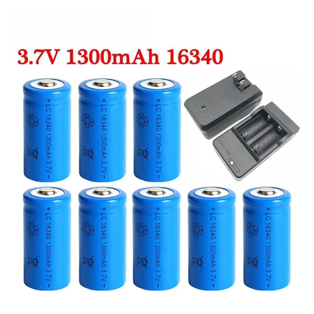3.7V 16340 1300mAh Li-ion Rechargeable Batteries CR123A 123A CR123 Battery for Laser Pen LED Flashlight Headlamp Cell