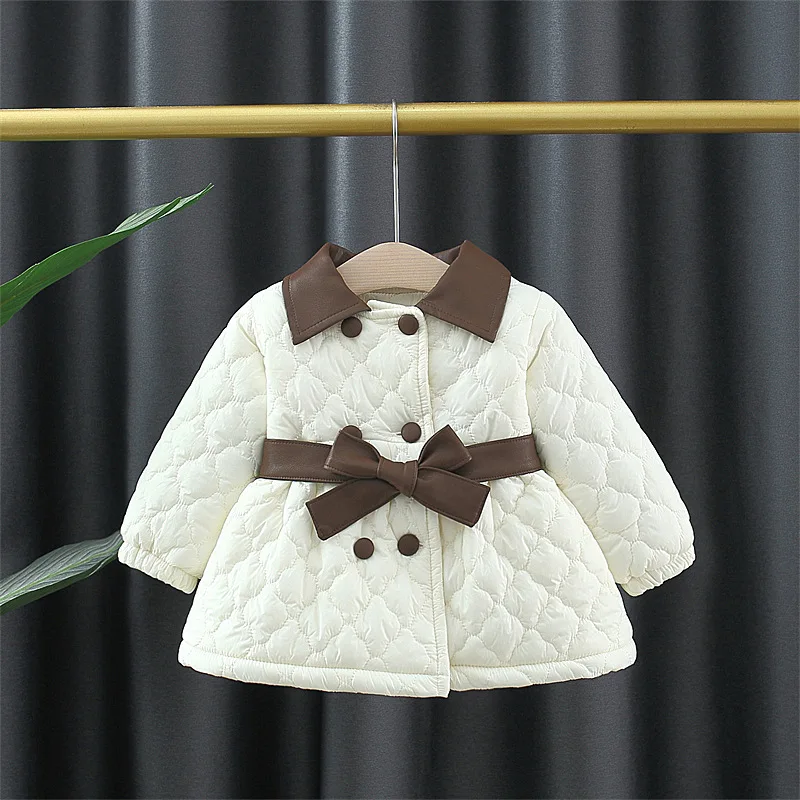 

Children's Cotton Jacket Winter New Padded Thickened Waist Lapel Children's Girls Cotton Jacket Baby Cotton Jacket Coat