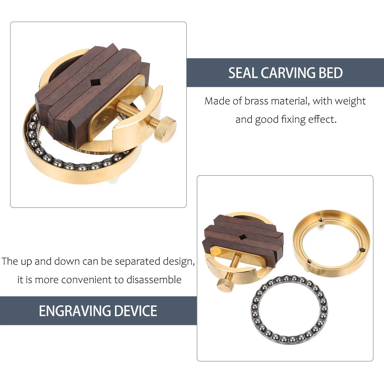 1Set Brass Seal Carving Bed Practical Engraved Seal Fixing Tool DIY Stamp Carving Craft Kit Engraving Device Stamp Engraved Bed