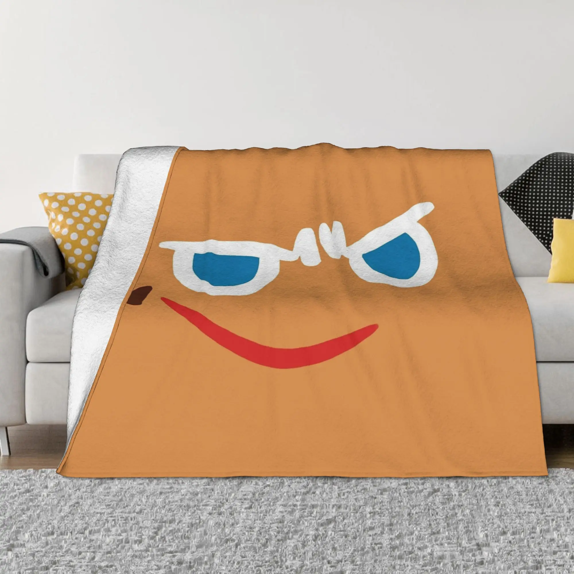 Gingerbrave Cursed Face Fleece Blanket Cookie Run Kingdom Game Customized Throw Blankets for Home Hotel Sofa 200x150cm Bedspread