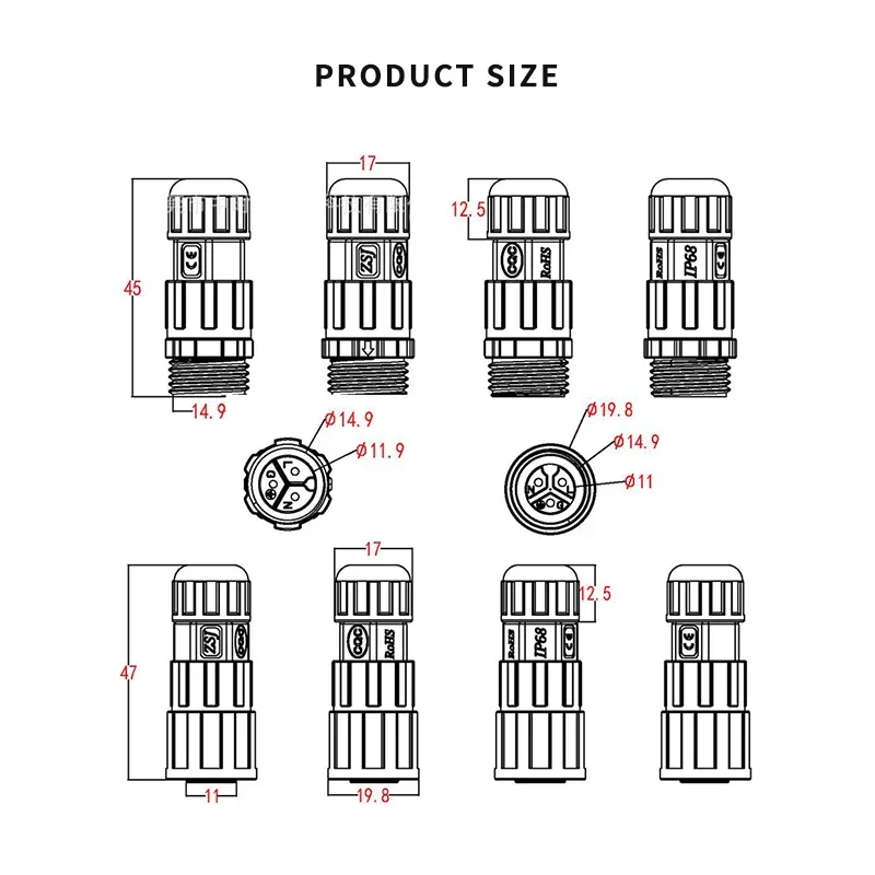 Waterproof M16 Cable Connector IP68 2 3 4 5 6 7 8 9 10 Pin Electrical Wire Plug Screw/Soldering Male Female Power Connectors