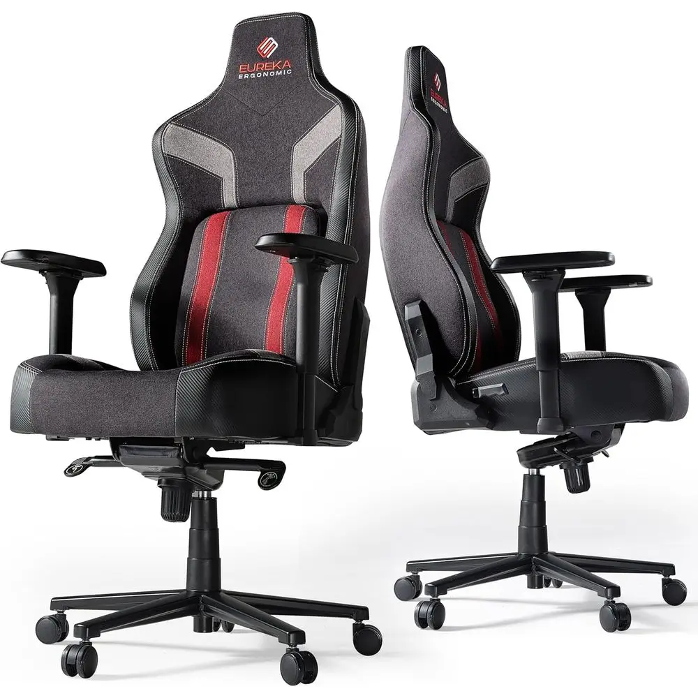 Ergonomic Lumbar Support Gaming Chair, Racing Style with 4.3in Cushion, Red for Adults
