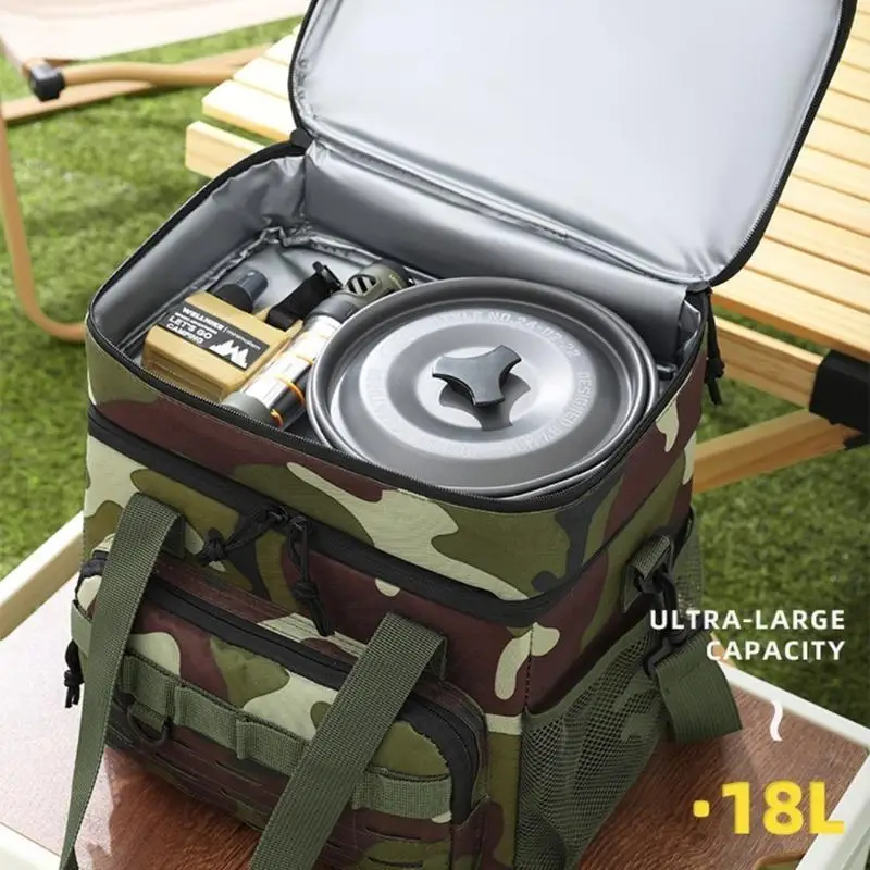 

M6CC Large Capacity Camouflage Bag For Outdoor Use Double Layer Insulated Lunch Bag With Adjustable Shoulder Strap