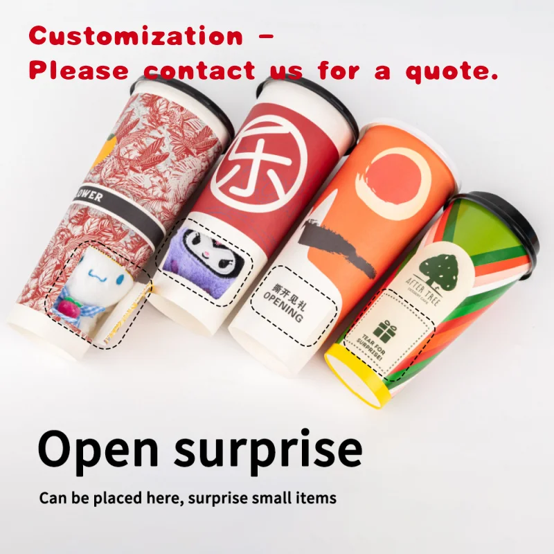 Custom.LOKYO 16oz 24oz قابل للتحلل الحيوي حجم مخصص ورقة فقاعة فنجان شاي الغذاء الصف المستدام جدار واحد النبيذ ويسكي B