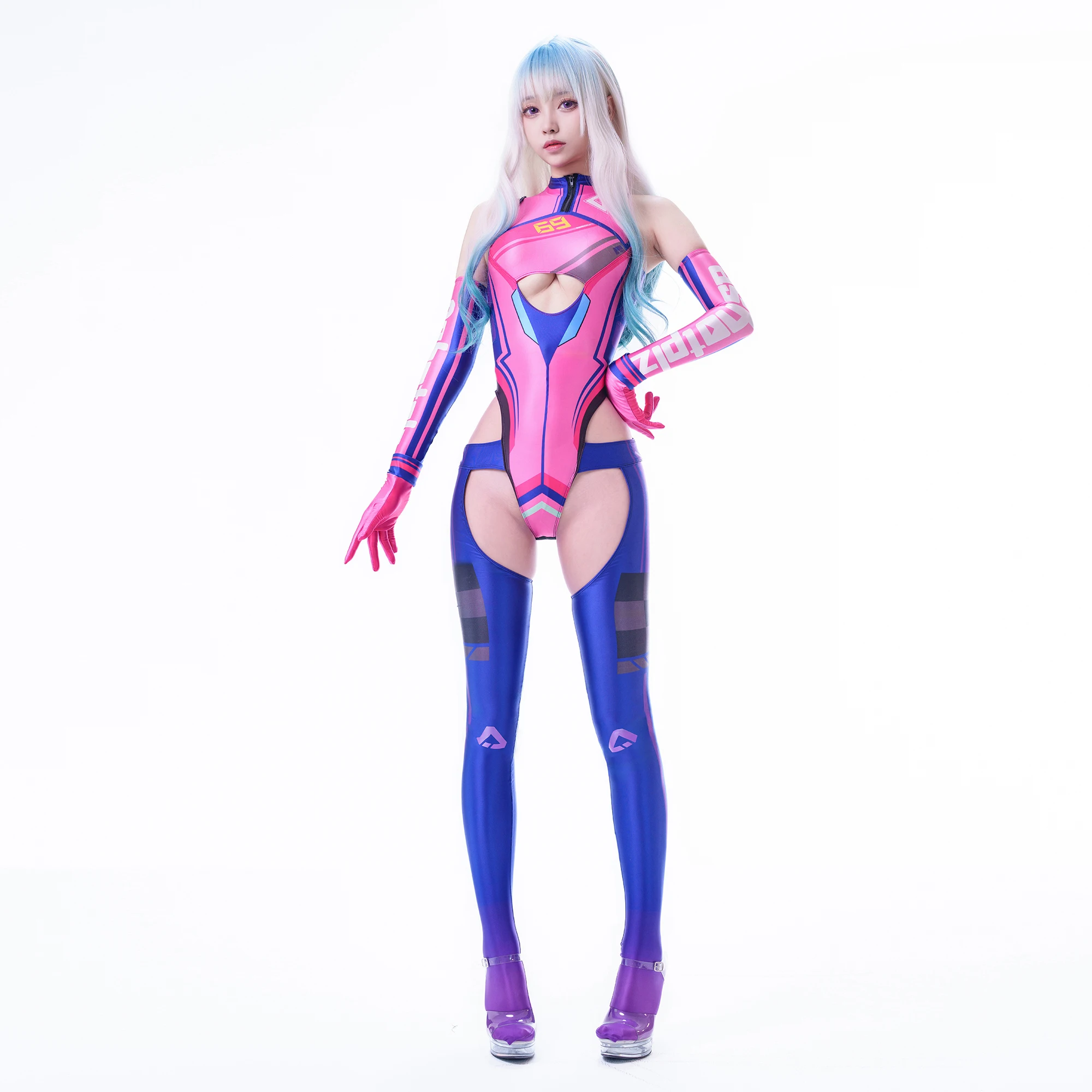 Disfraz Cyberpunk para mujer, traje de baño brillante, Zentai traje, Cosplay de Anime, estilo mecánico, reina de carreras