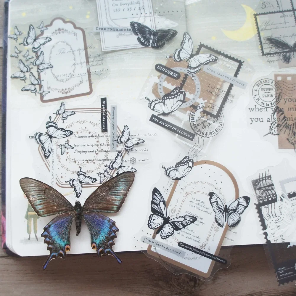 

10pcs Butterfly in Black Film Frame Style Paper Sticker Scrapbooking DIY Gift Decoration Tag