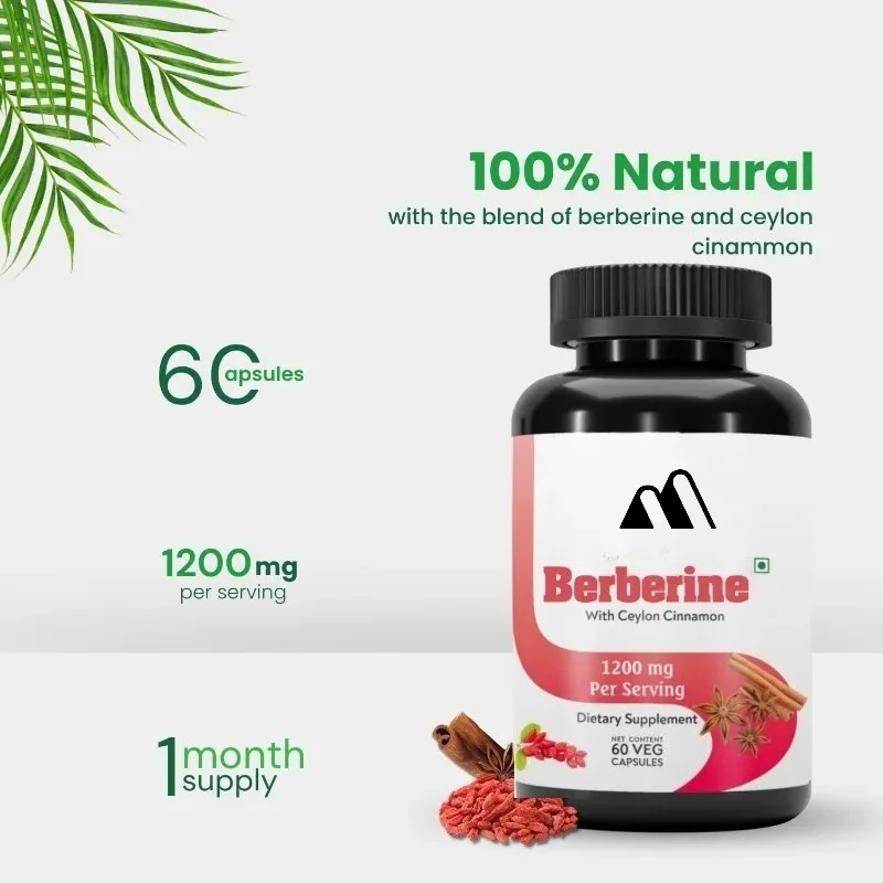 Berberine Supplement 1200mg Contains Ceylon Cinnamon, Health Support, Vegetarian and Gluten Free, 60 Capsules (30 Day Supply)