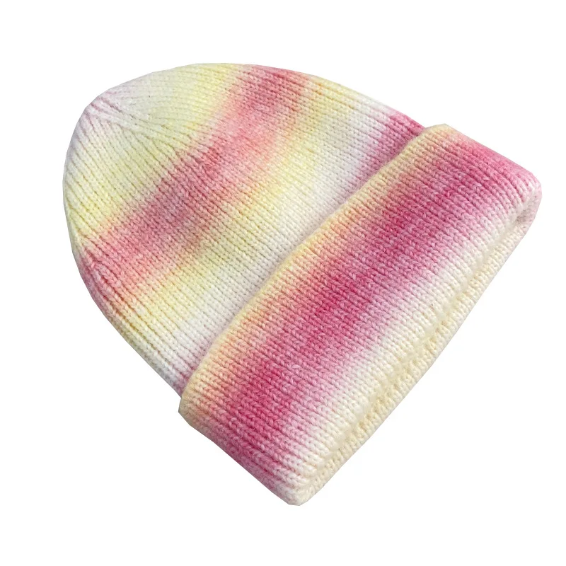 New Knitted Hat Gradient Color Tie Dyed Knitted Hat Women\'s Trendy Woolen Hat Autumn and Winter Warm Couple Hat Hats for Men