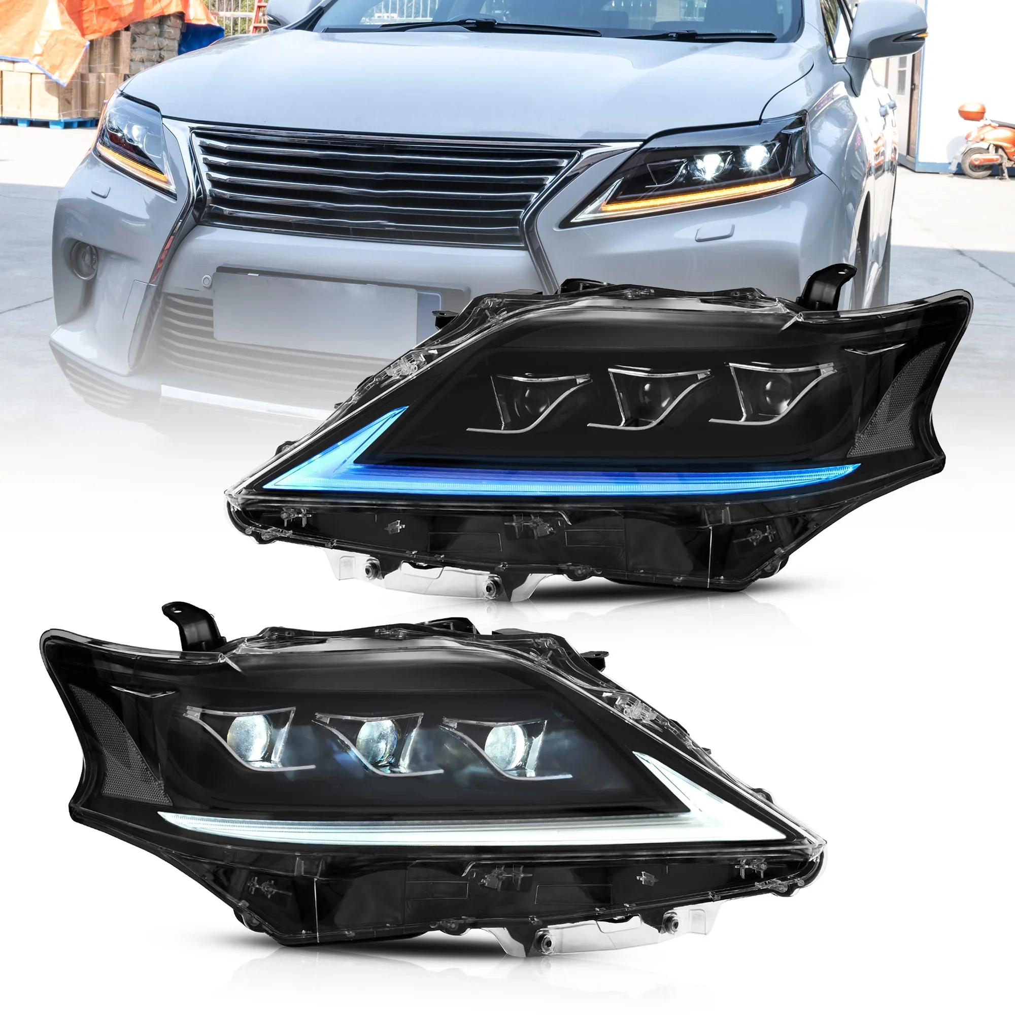 Replacement OEM LED Head Lamps Automotive Front Headlights Compatible With Lexus RX Series 09-15, High Light Transmittance Lens