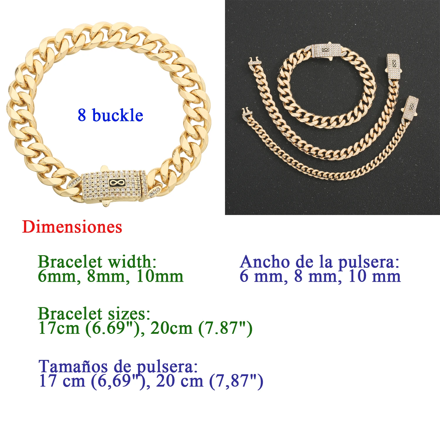 

Hip Hop Jewelry 14k gold plated Monaco Cuban chain bracelet for men and women wearable wholesale free shipping