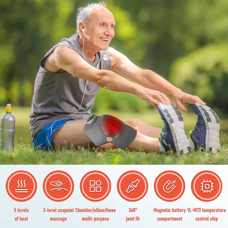 

5 Levels Electric Shoulder Brace Hot Compress Knee Elbow Shoulder Massager Vibration Massage Black Support Strap Muscle Relax