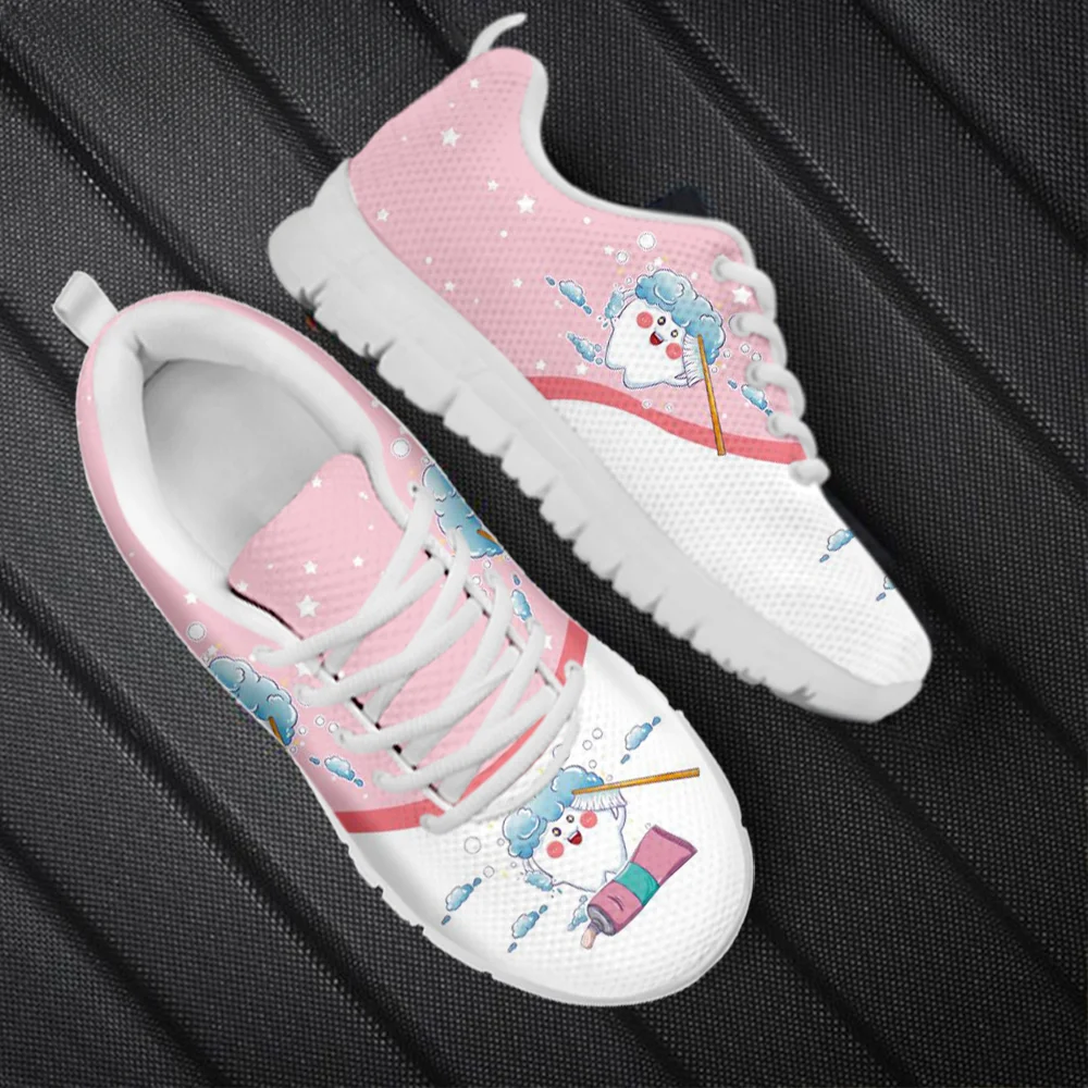 Women's Dental Shoes Women Sports Shoes Cute Tooth Brush Cartoon Design Female Sneakers Girls Soft Tennis Shoes 2023