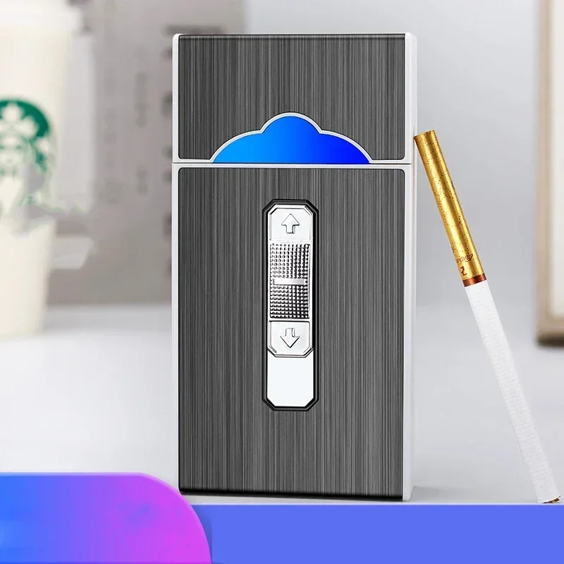 Brand new USB rechargeable cigarette case cigarette lighter, can hold 20 slim cigarettes, cigarette storage box with lighter