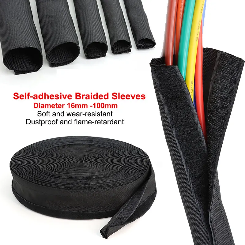 1-10M PET Braided Cable Sleeve 16mm - 100mm Waterproof PVC Wire Harness Protect Sheath Management Line Wrap Cable Organizer