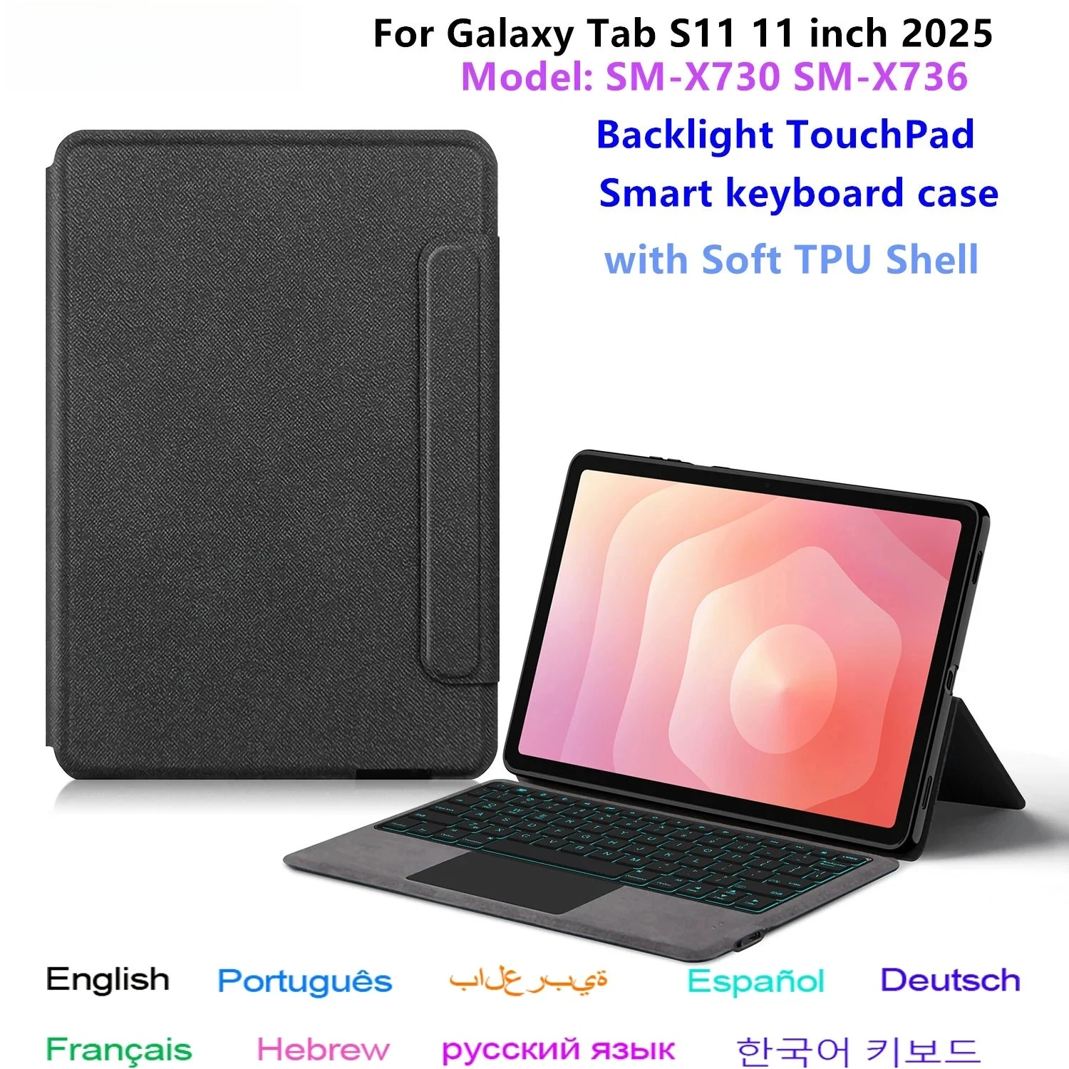 

Magic Keyboard Case For Samsung Galaxy Tab S11 11 inch 2025 SM-X730 SM-X736 Tablet Keyboard Cover for Tab S11 2025 11"Case Funda