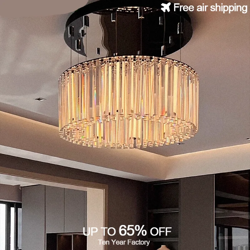 

Luxury Crystal Ceiling Chandelier with K9 Crystal Modern Italian Circular Suspension Light for Living Room and Dining Room
