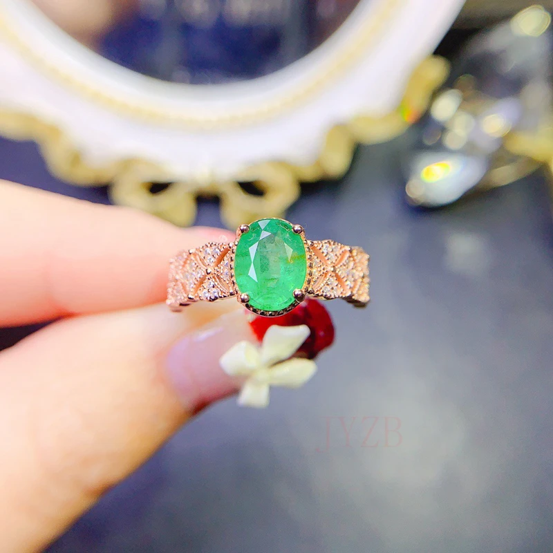 

Designer Jewelry 100% sterling Silver Natural Emerald Ring designed for women Valentine's Day gift girl party