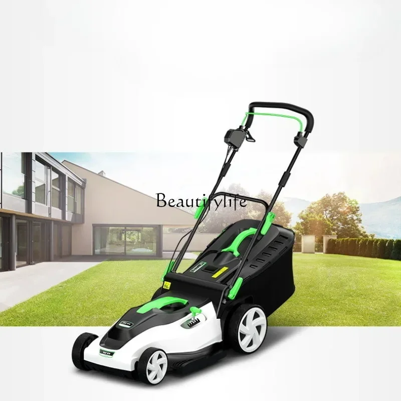 Hand-Push Lawn Mower Lawn Pruning Electric Household Small Courtyard Four-Wheel High-Power Multifunctional