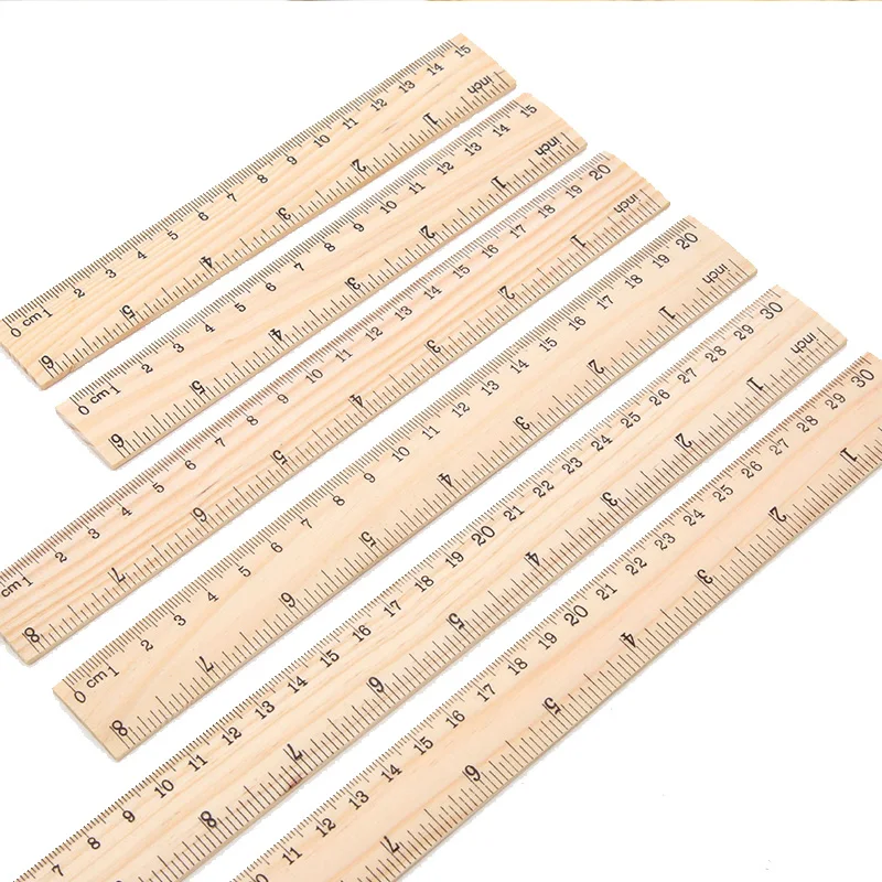 3pcs 15cm 20cm 30cm Wooden Ruler Precision Measurement Tool for Writing Drawing Learning Office Stationery Student Gift Ruler