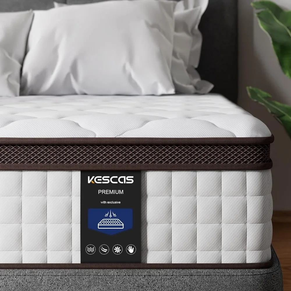 

Mattress, 10 Inch Hybrid Mattress with Memory Foam & Heavier Coils, Ergonomic Design for Pressure Relief