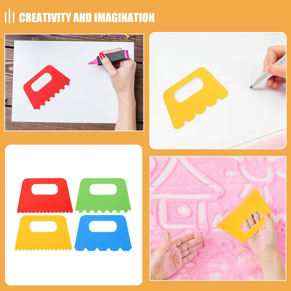 12 Pcs Sand Painting Brush Plastic Craft Scraper Tool Children Colorful Pigment Drawing Set Paint Scraping Kit Project