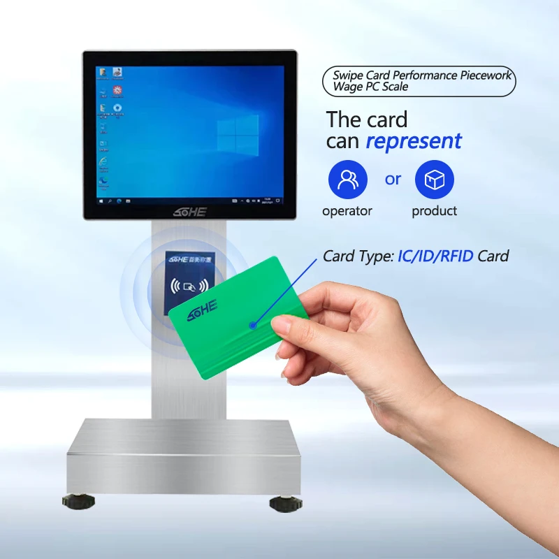 

SOHE Industrial Waterproof Intelligent Touch Screen Factory Swiping Card Piecework Assessment Smart Scale