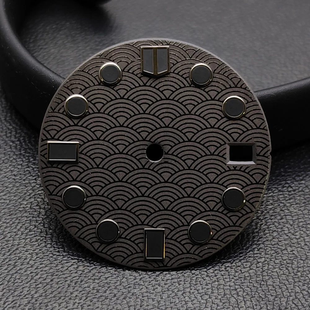 28.5MM Single Calendar Watch Black/Red Dial Green Luminous Dial for NH35/NH36 Movement Accessories Watch Parts For Wristwatches