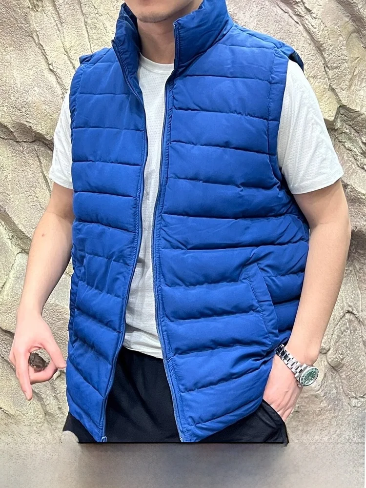 

Утепленный мужской хлопковый жилет для активного отдыха с воротником-стойкой, легкий, теплый, на молнии, осенне-зимний, молодежный, повседневный, приталенный крой