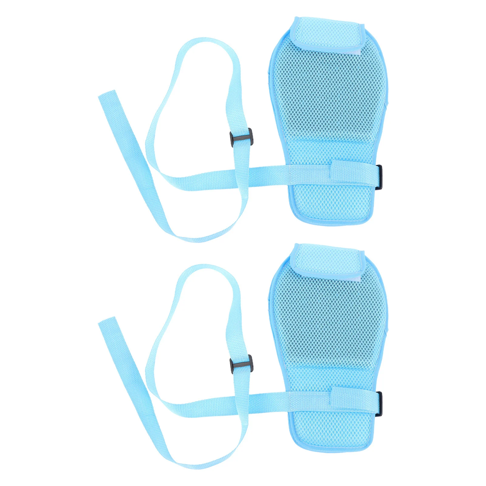 

2Pcs Sky-Blue Hand Control Mitts Breathable Adjustable Straps Safety Restraint Gloves Patient Finger Protection Gloves