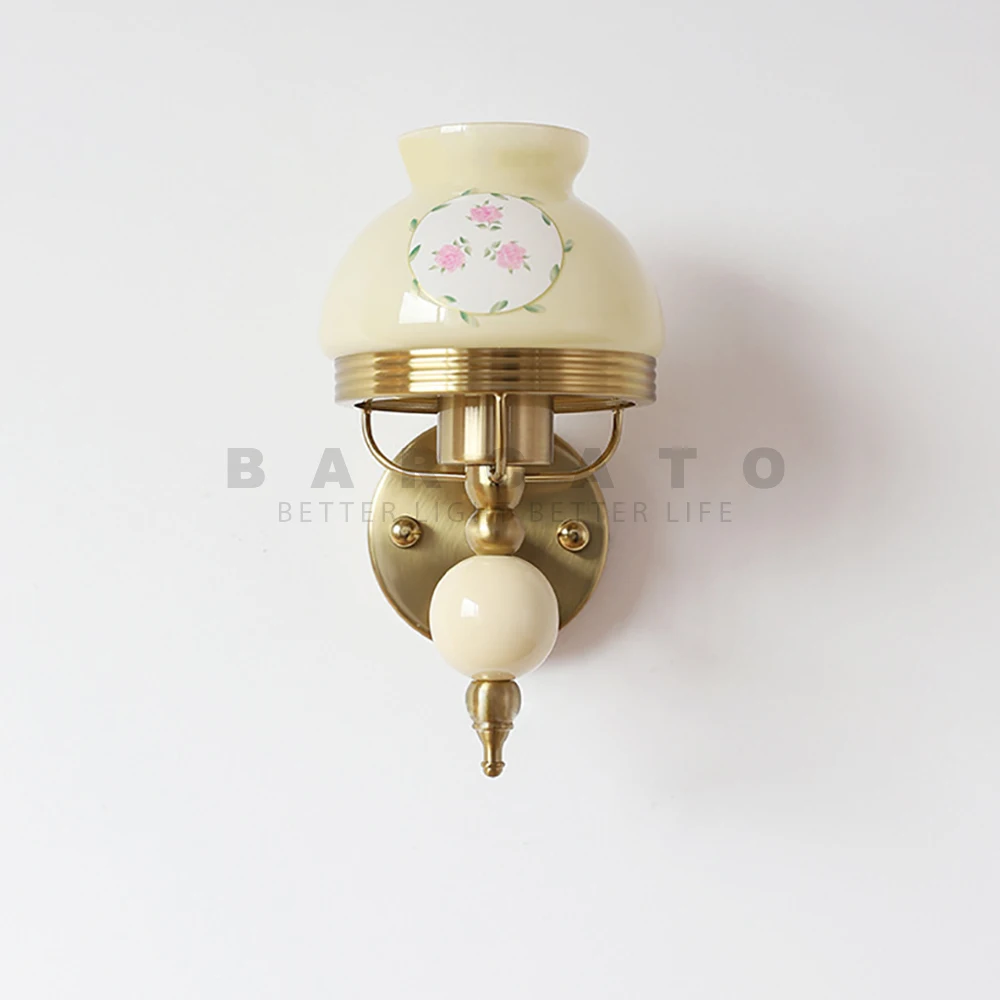 

Vintage Maillard Glass Wall Sconce Living Room Bedroom Staircase Corridor Room Wall Decor Design Pink LED Wall Lamp with switch