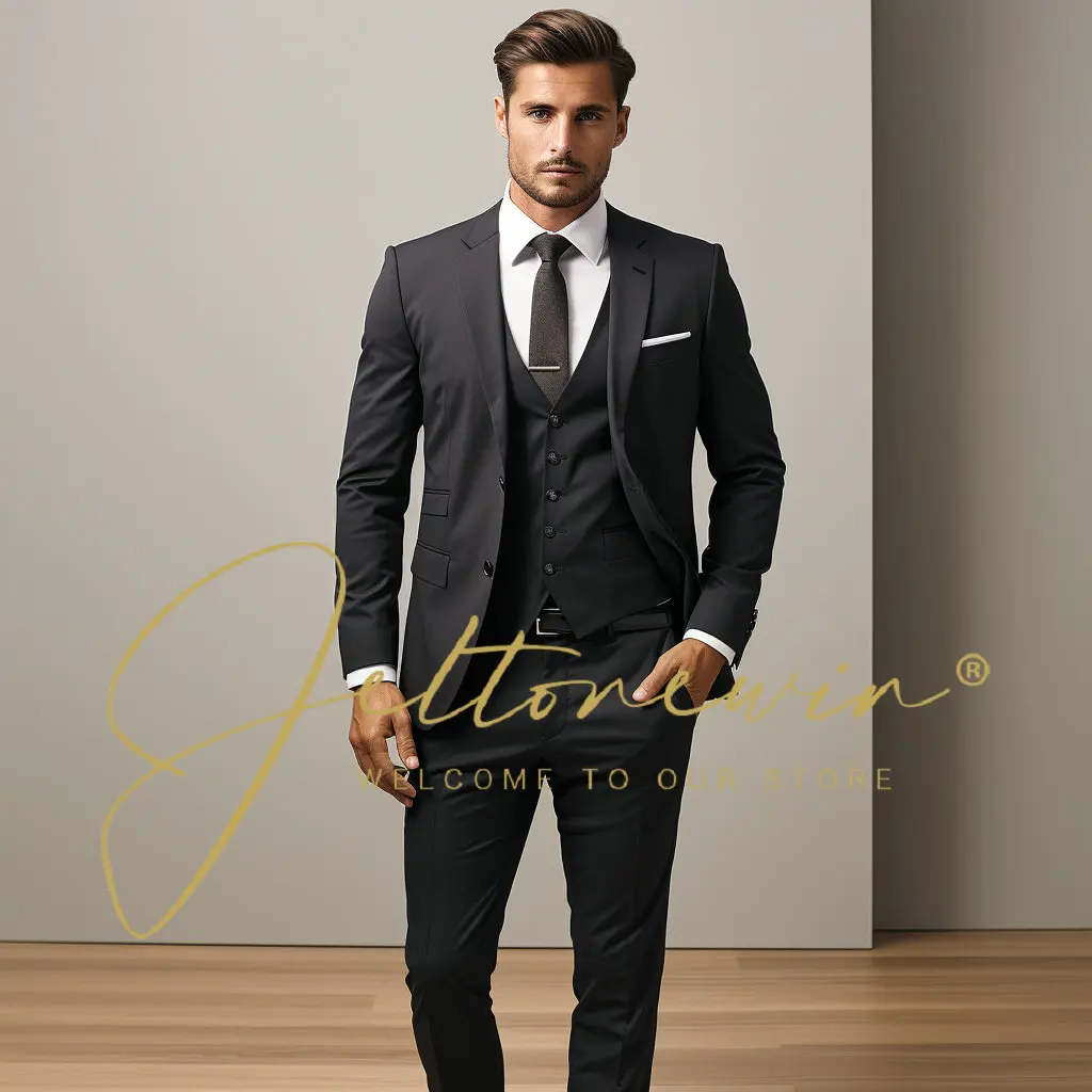 

Men Suit Tuxedo Groom Wedding Tuxedos Prom Ball Banquet Formal Suits Marriage Evening Dinner Three Pieces Trajes De Hombre