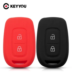 KEYYOU 2 Buttons Silicone Key Case For Renault Sandero Logan Duster Dokker Stepway Clio 5 SS2 TWingo Dacia Master Megane Cover