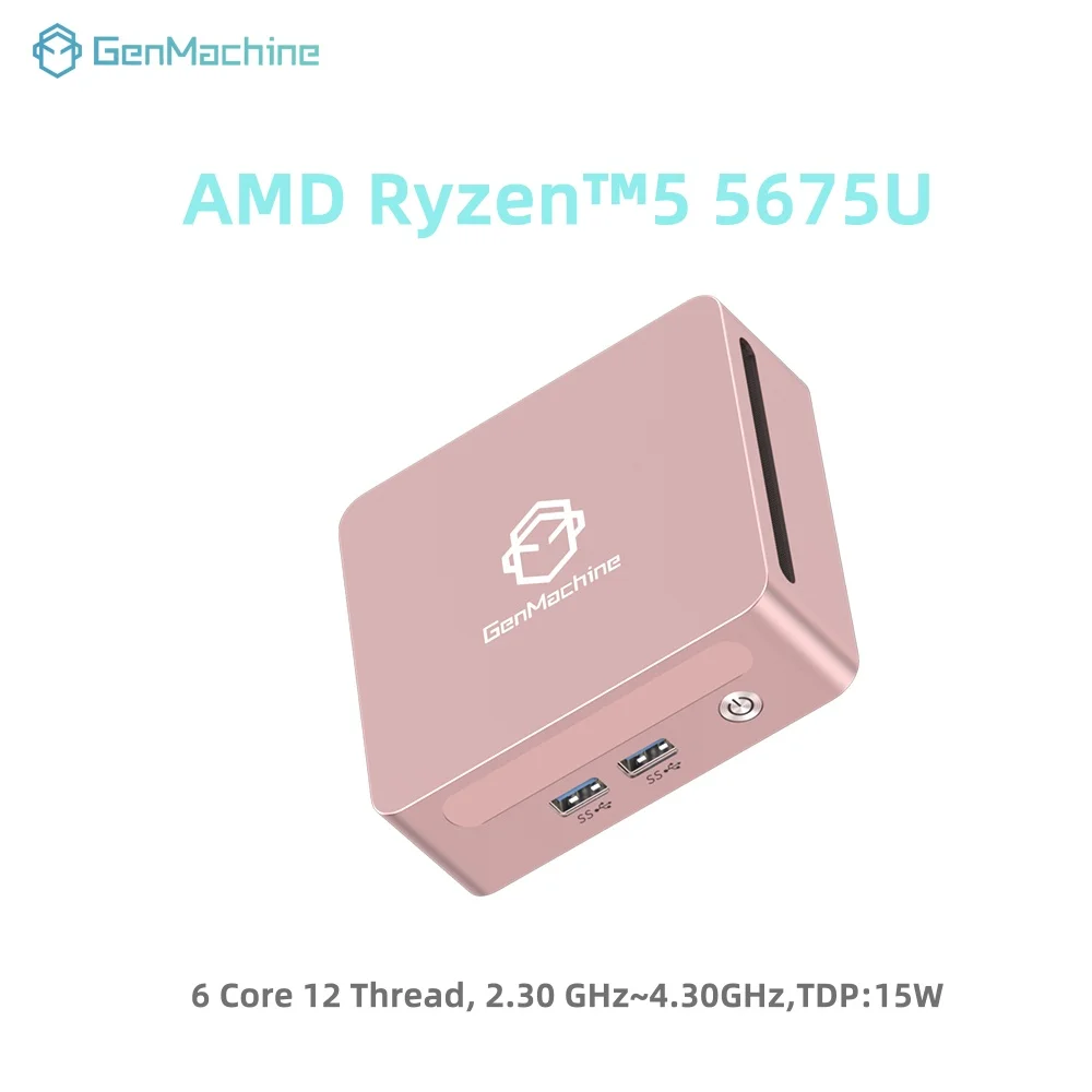 GenMachine AMD Ryzen 5 5675U 16G RAM 256G ROM 15W 6 Core 12 Thread Mini PC Win11 Ryzen 4.3 جيجا هرتز DDR4 Max يدعم 64 جيجابايت كمبيوتر ألعاب
