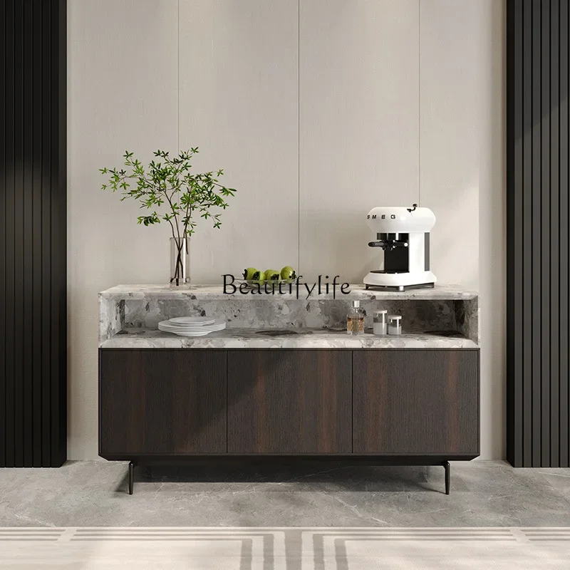 

ld36*Italian minimalist marble dining side cabinet integrated with wall living room luxury stone storage cabinet