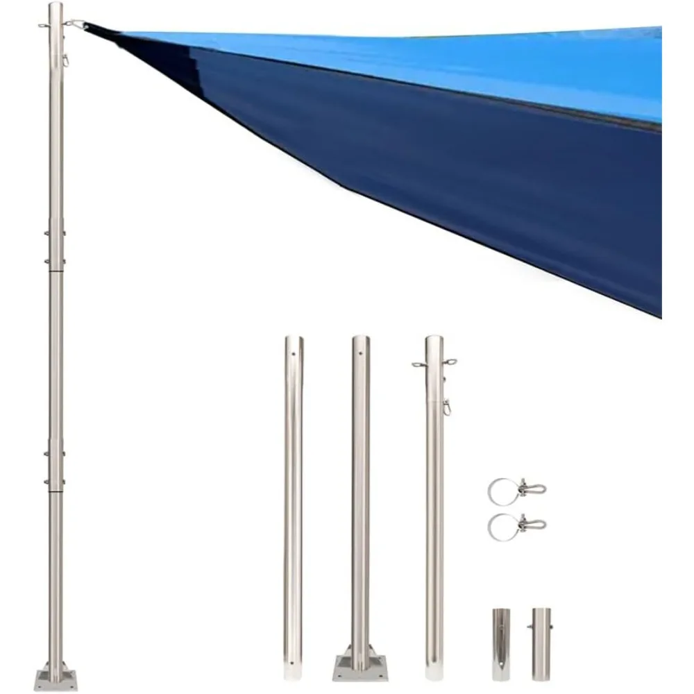 

10-футовые сверхмощные парусные палки из нержавеющей стали 304, парусные палки для тента, навесной столб, стойка для забора, для сада, двора, патио, детской площадки,