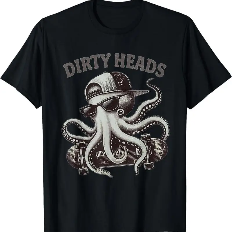 

Винтажная футболка с грязными головами осьминога и футболкой для любителей музыки скейтборда, полный размер S 4XL