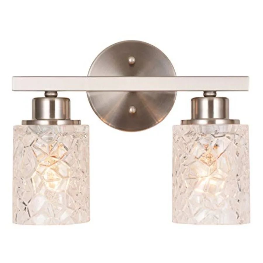 

12.2" Vanity Lights 2 Light Wall Sconce Lighting Brushed Nickel Bathroom Lights Over Mirror Bathroom Lighting ETL Listed AL9082
