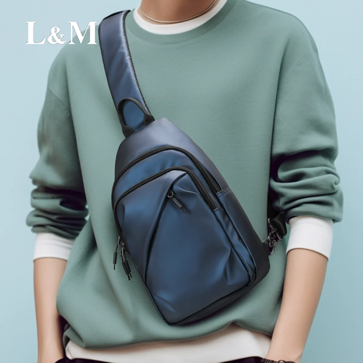 

Водонепроницаемая нагрудная сумка L&M с регулируемым ремешком и несколькими карманами, защищенная от пота сумка через плечо для езды на велосипеде, работы, путешествий X-1048