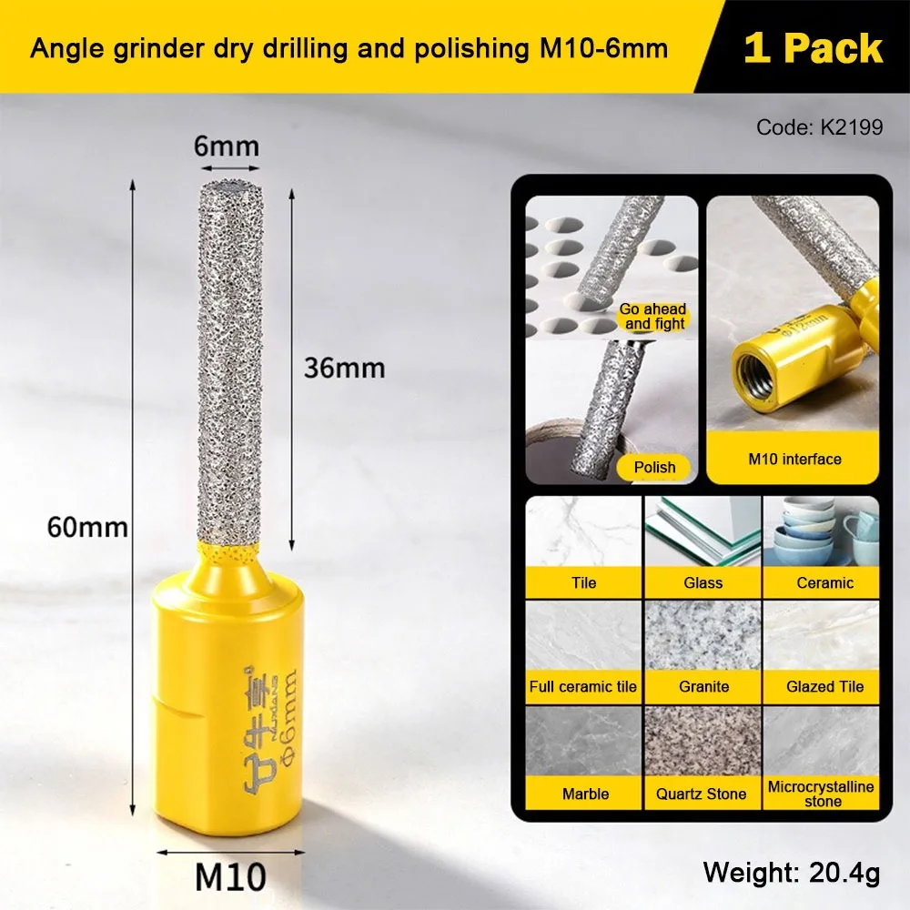 

High Hardness Diamond Drill Bit Dry Drilling Design High Wear Resistance Glass Hole Drilling Bit Special for Stone